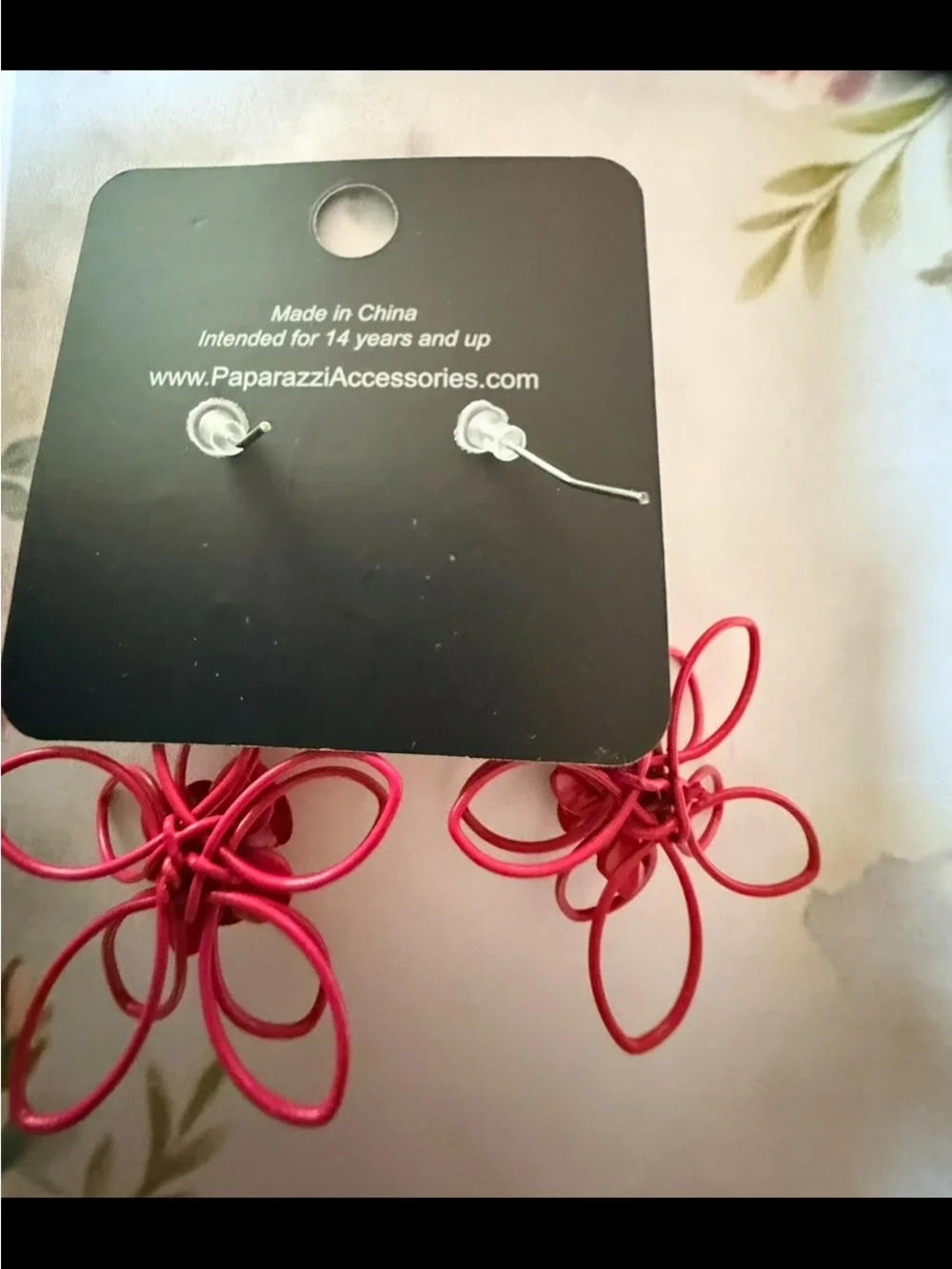 Paparazzi Red Floral Loop Drop Earrings
